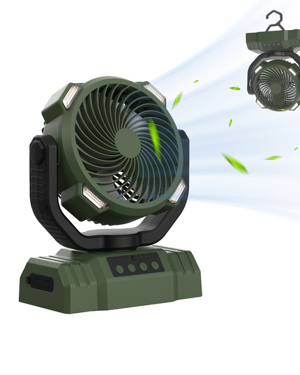 3-in-1 Camping Fan with LED Light & Power Bank – Portable Outdoor Essential