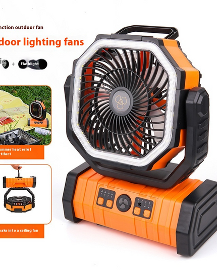 3-in-1 Camping Fan with LED Light & Power Bank – Portable Outdoor Essential