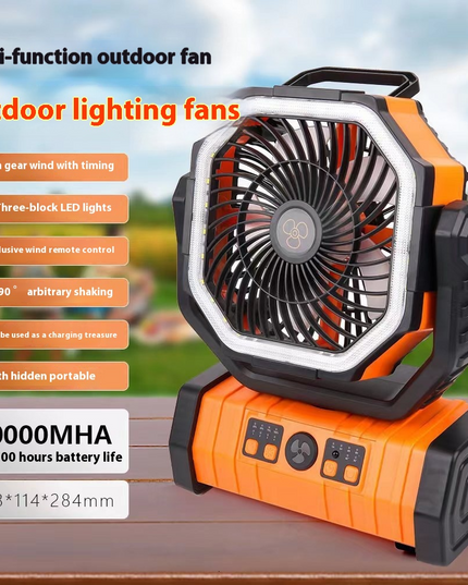 3-in-1 Camping Fan with LED Light & Power Bank – Portable Outdoor Essential