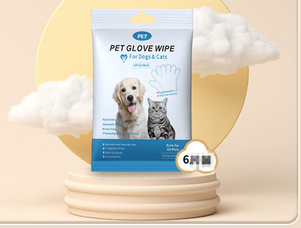 Pet cleaning gloves and grooming wipes hygiene kit